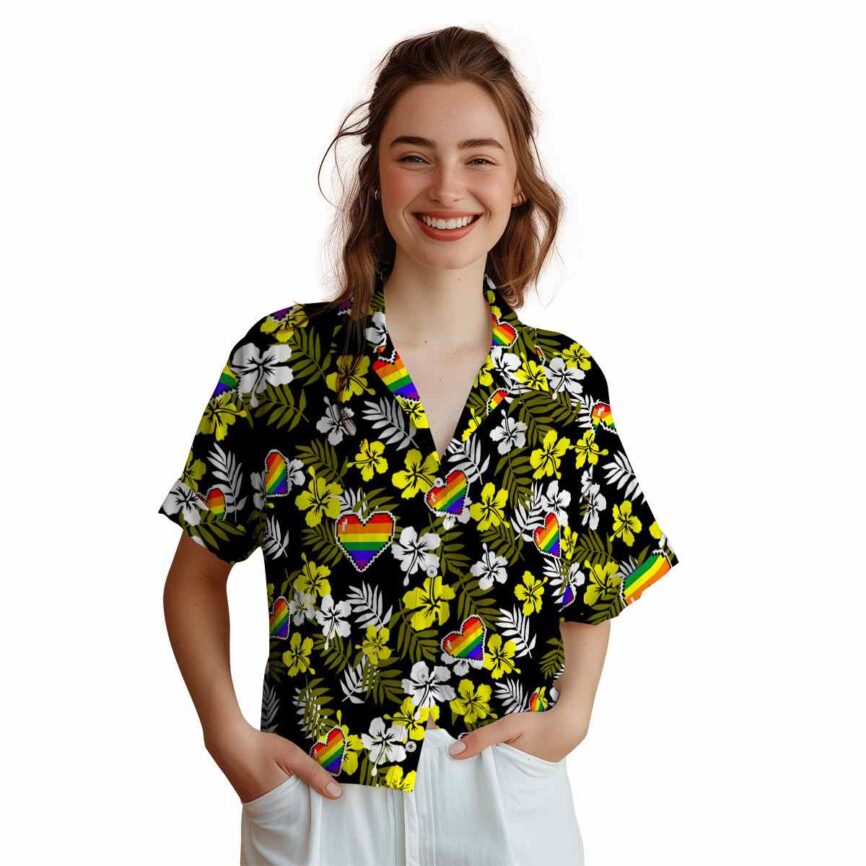 Pride Leafy Hibiscus Hawaiian Shirt Top rated