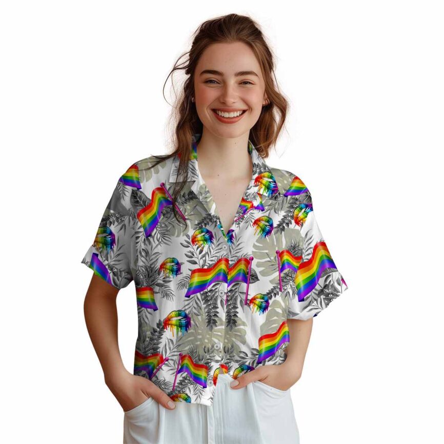 Pride Tropical Fronds Hawaiian Shirt Top rated