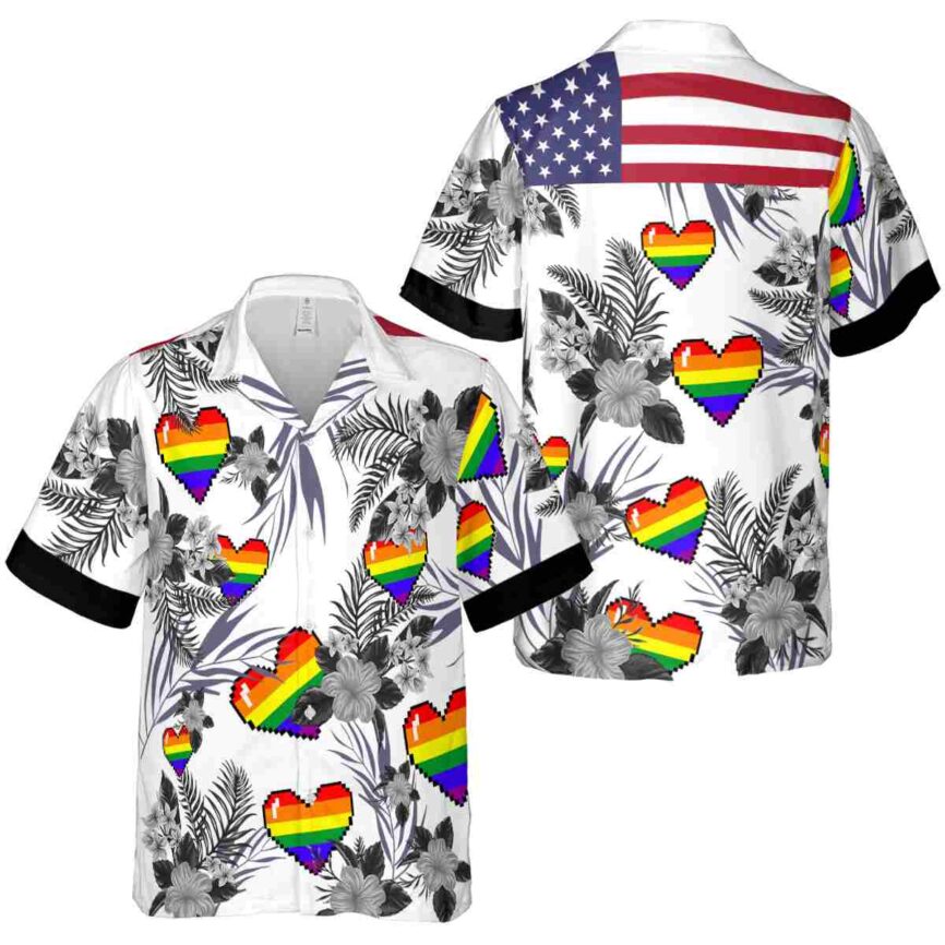 Pride US Flag Floral Hawaiian Shirt Premium grade