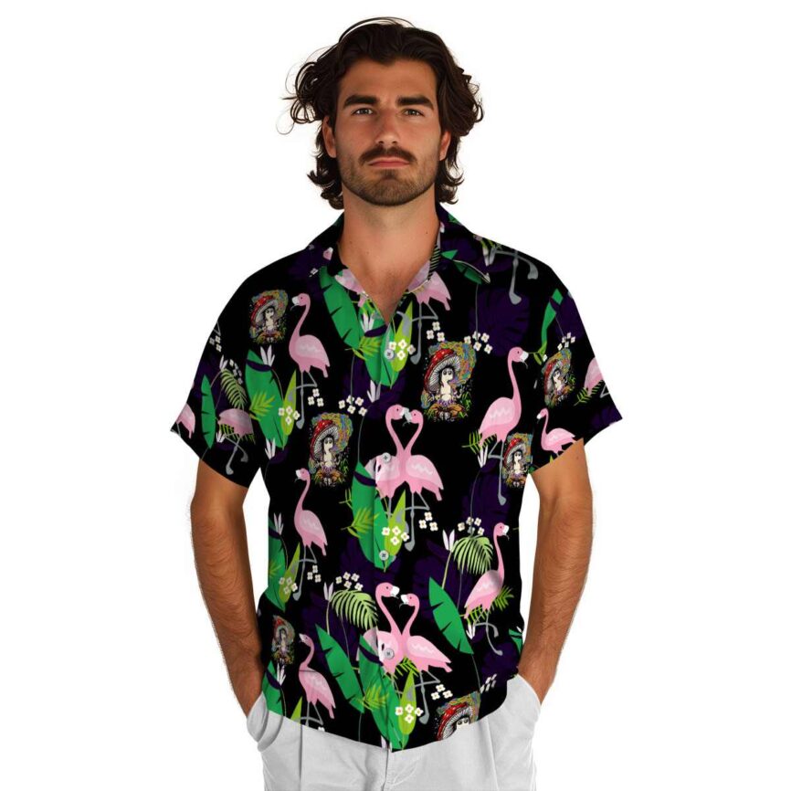 Psychedelic Flamingo Leaf Hawaiian Shirt New Arrival