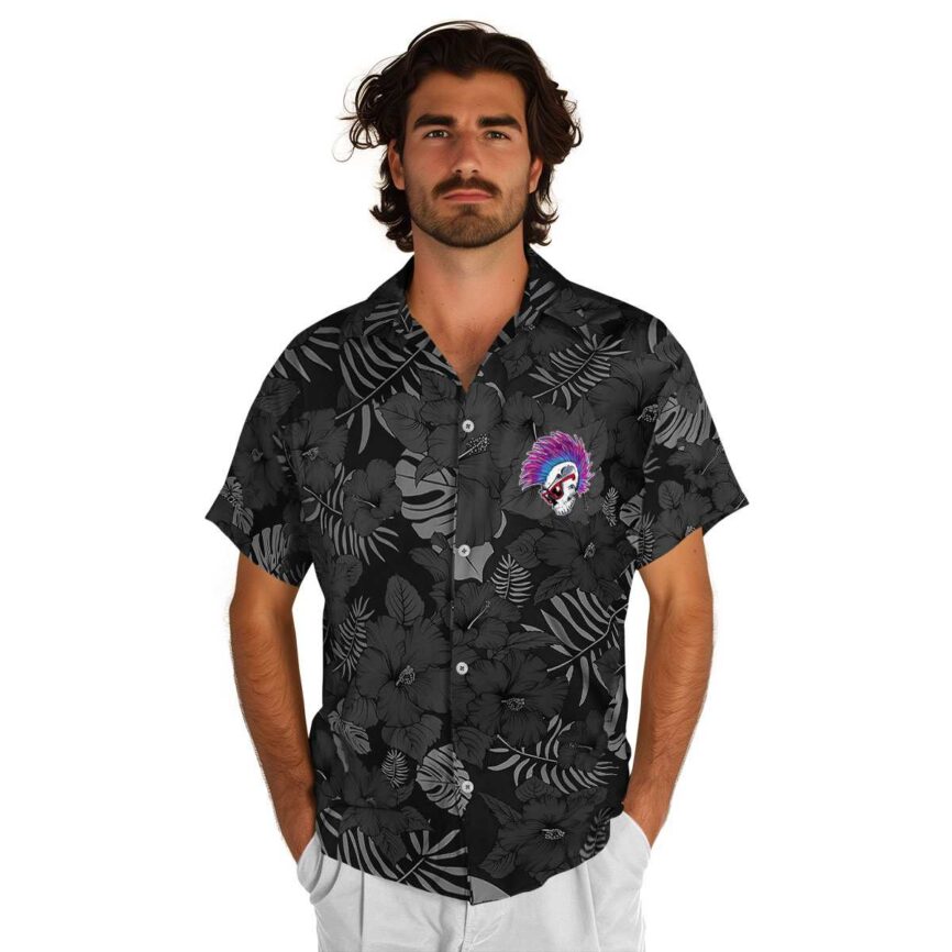 Punk Monochrome Floral Hawaiian Shirt New Arrival