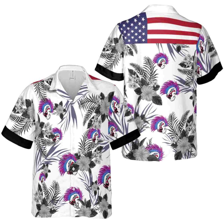 Punk US Flag Floral Hawaiian Shirt Premium grade