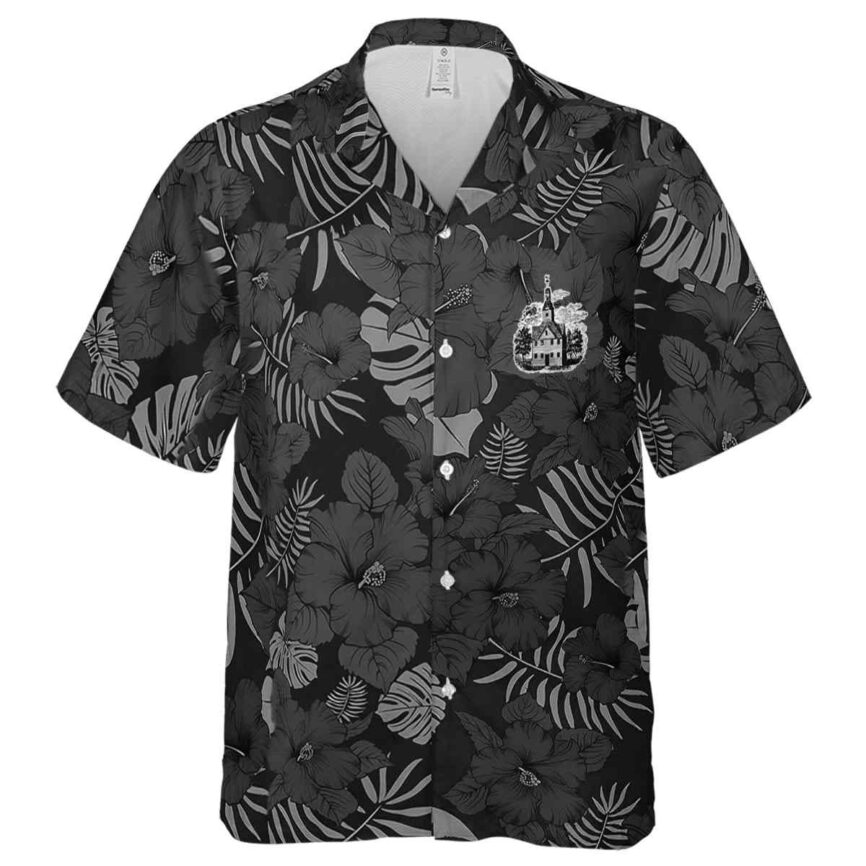Puritan Monochrome Floral Hawaiian Shirt Fashion forward