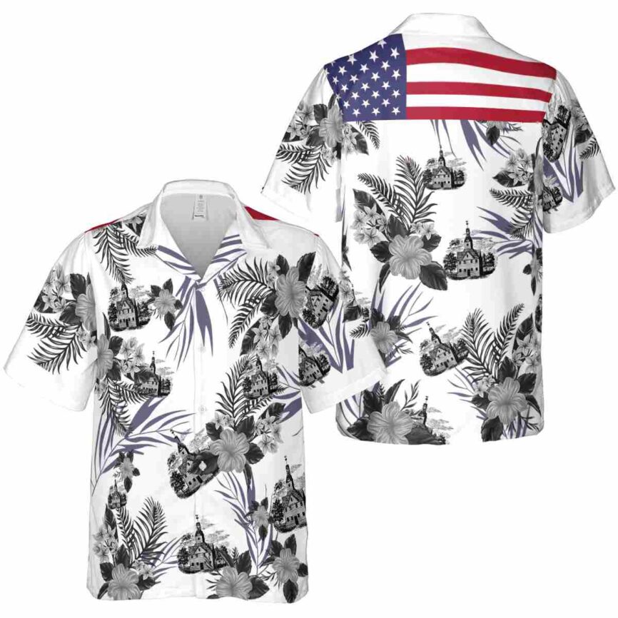 Puritan US Flag Floral Hawaiian Shirt Premium grade