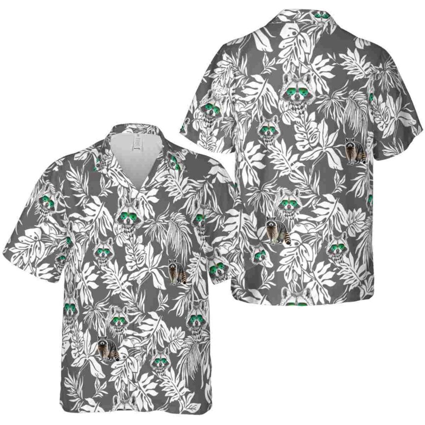 Raccoon Bold Foliage Hawaiian Shirt Premium grade