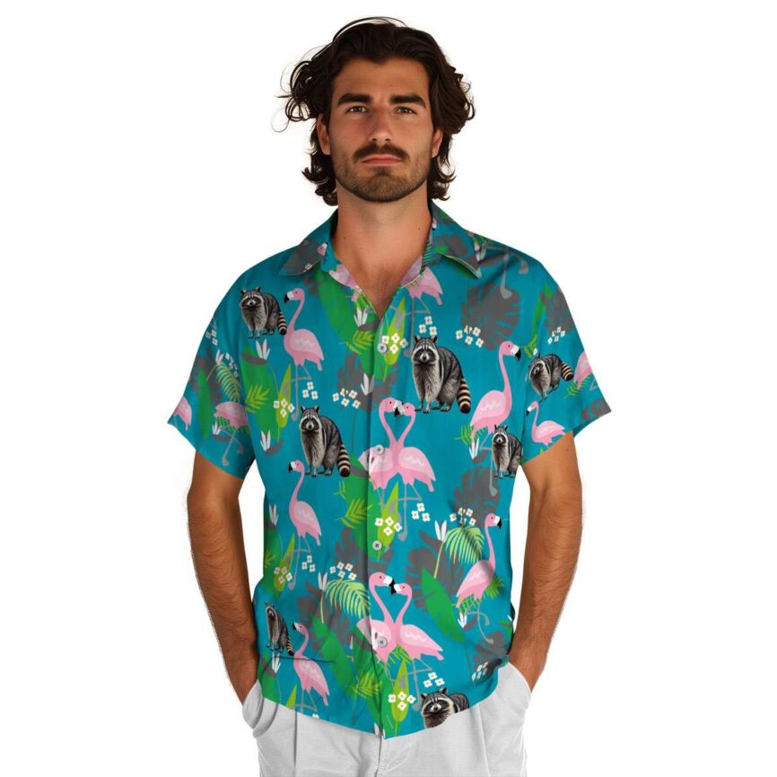 Raccoon Flamingo Leaf Hawaiian Shirt New Arrival