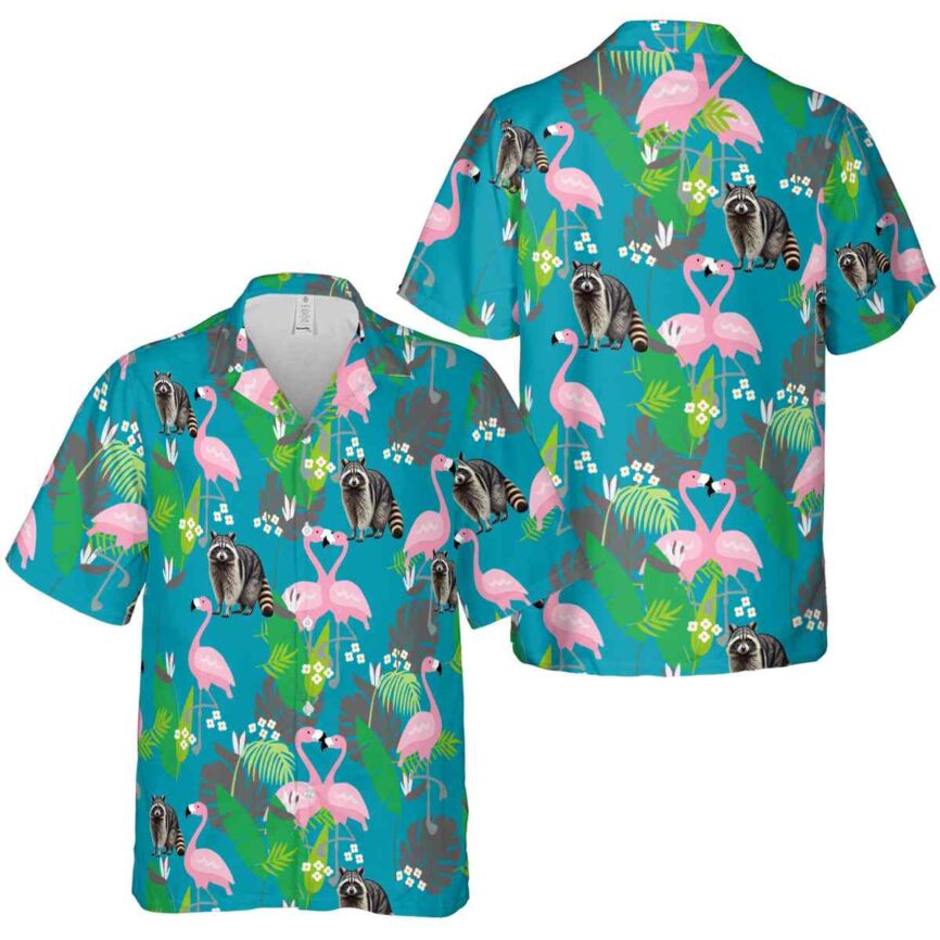 Raccoon Flamingo Leaf Hawaiian Shirt Premium grade