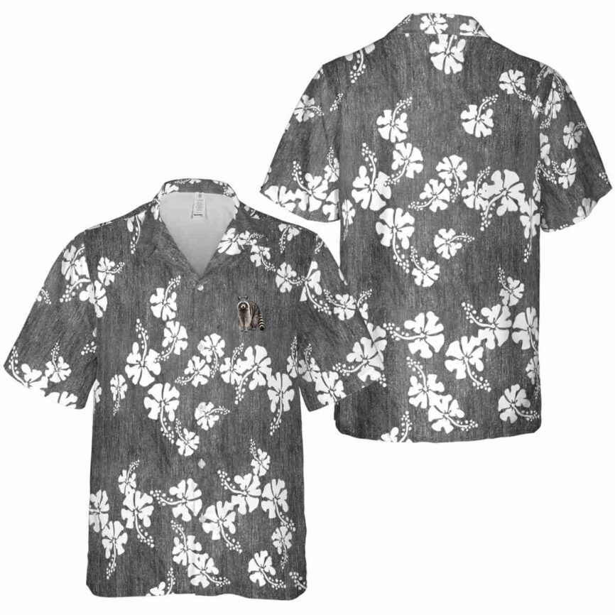 Raccoon Hibiscus Blossom Hawaiian Shirt Premium grade