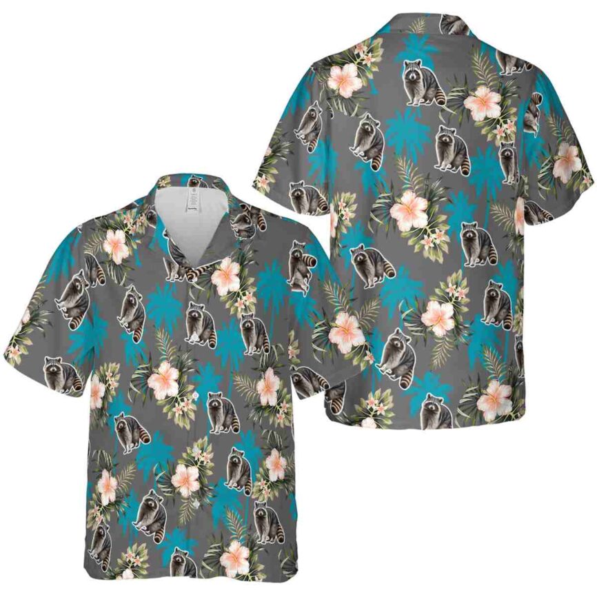 Raccoon Hibiscus Palm Hawaiian Shirt Premium grade