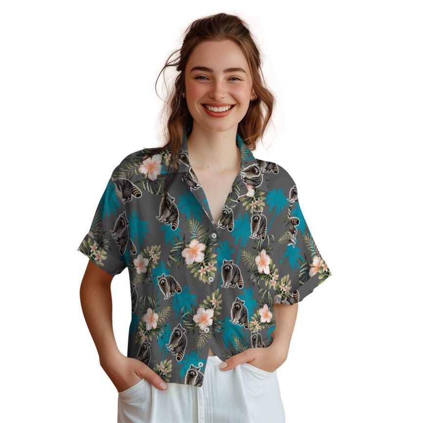 Raccoon Hibiscus Palm Hawaiian Shirt Top rated