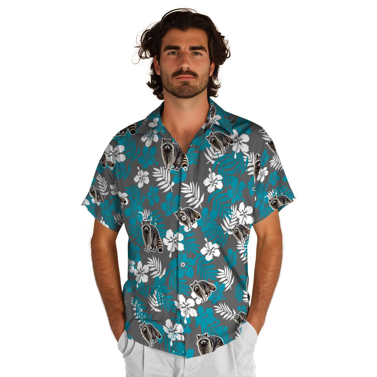 Raccoon Leafy Hibiscus Hawaiian Shirt New Arrival Raccoon Leafy Hibiscus Hawaiian Shirt New Arrival