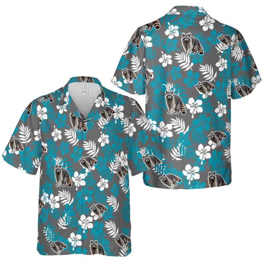 Raccoon Leafy Hibiscus Hawaiian Shirt Premium grade