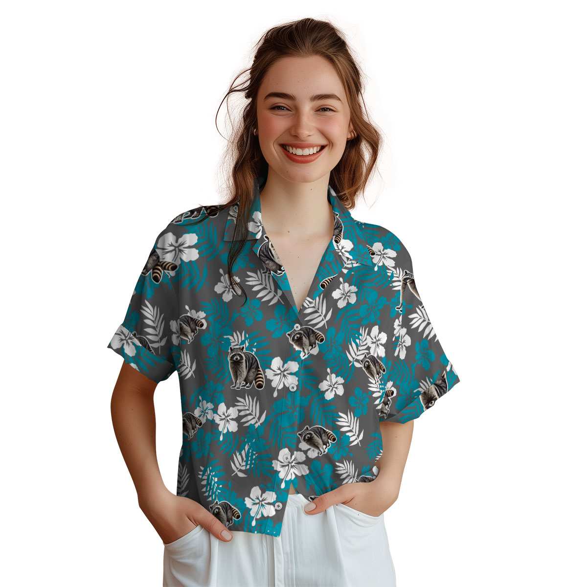 Raccoon Leafy Hibiscus Hawaiian Shirt Top rated Raccoon Leafy Hibiscus Hawaiian Shirt Top rated