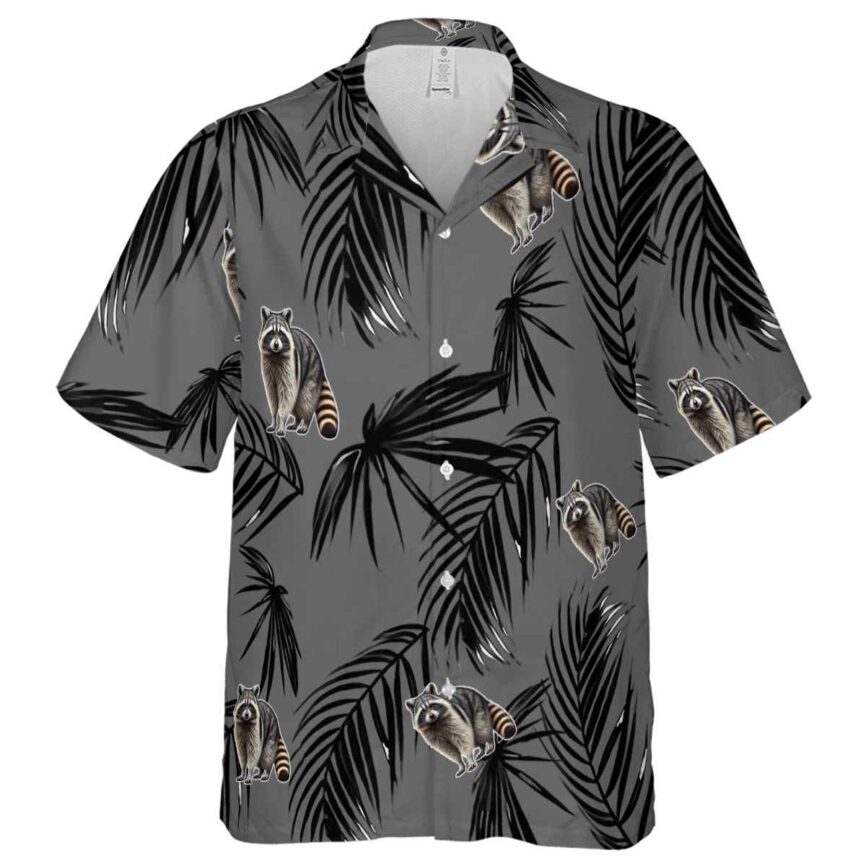 Raccoon Monochrome Palm Hawaiian Shirt Fashion forward