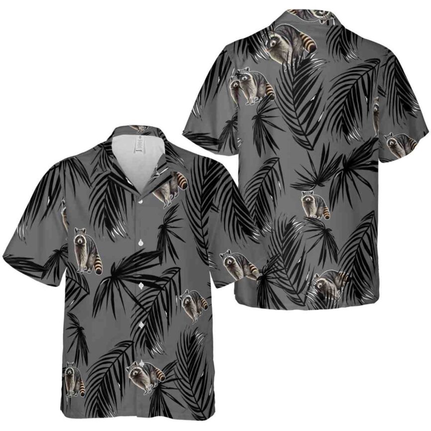 Raccoon Monochrome Palm Hawaiian Shirt Premium grade