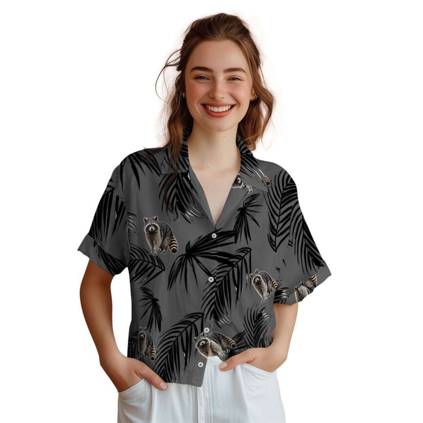 Raccoon Monochrome Palm Hawaiian Shirt Top rated