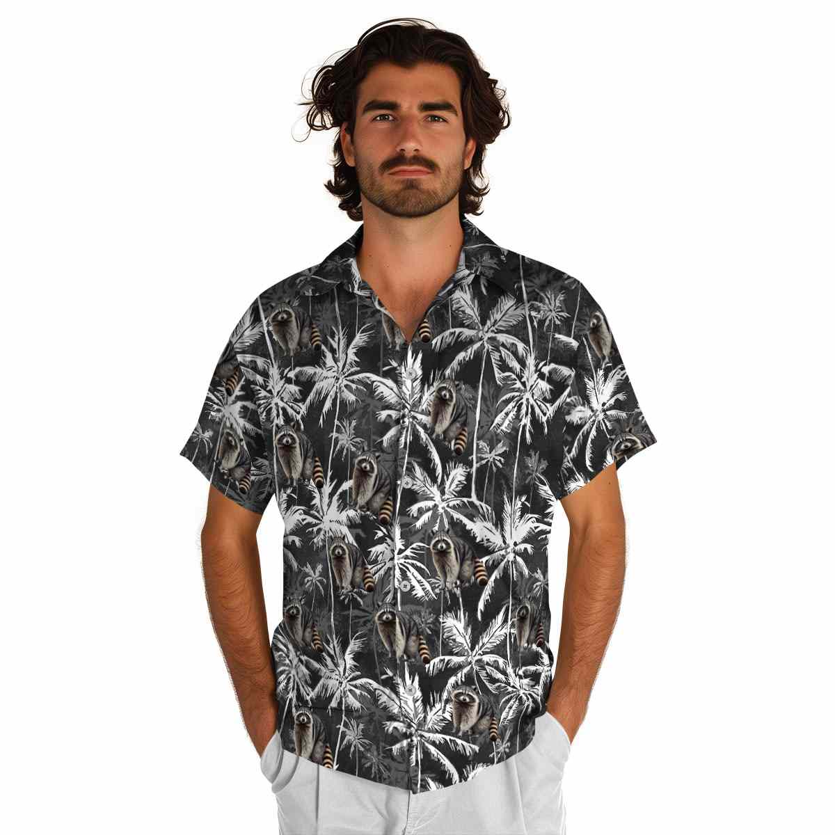 Raccoon Palm Themed Hawaiian Shirt New Arrival Raccoon Palm Themed Hawaiian Shirt New Arrival