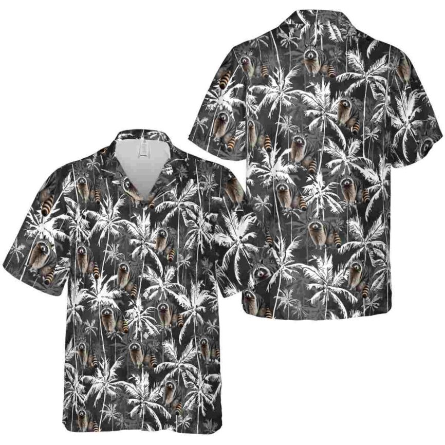 Raccoon Palm Themed Hawaiian Shirt Premium grade