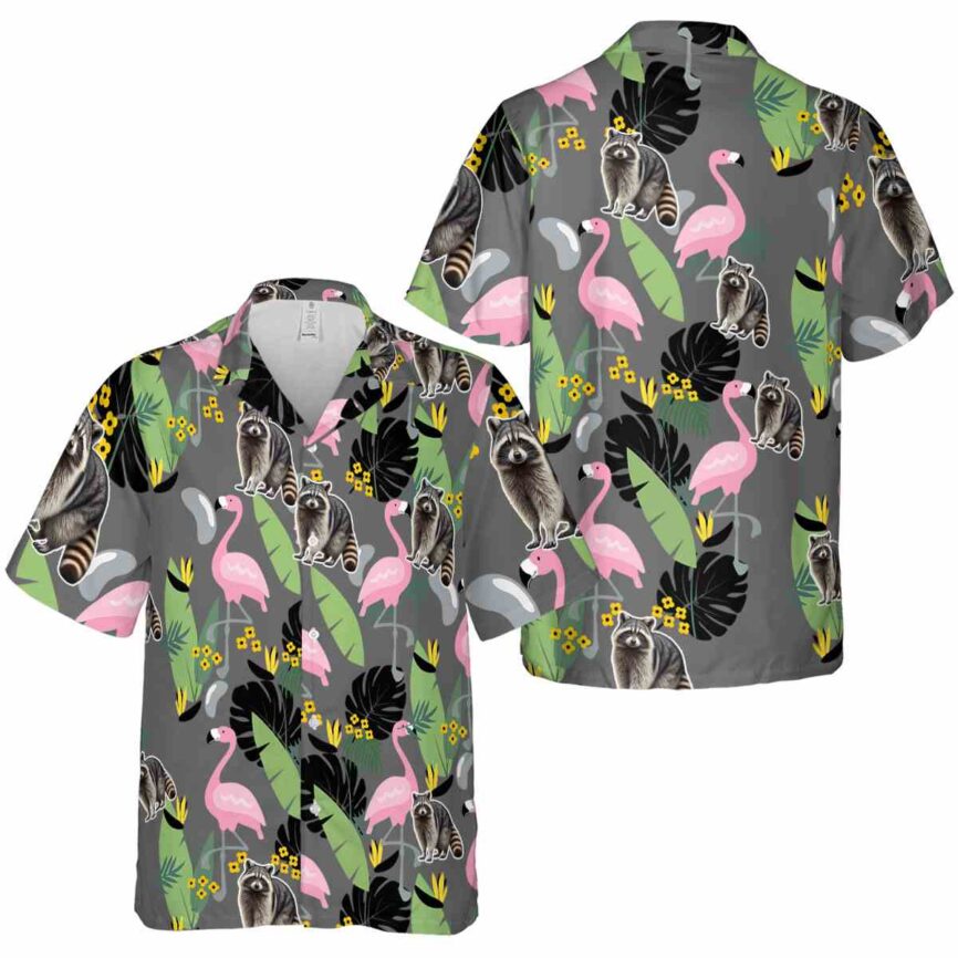 Raccoon Pink Flamingo Hawaiian Shirt Premium grade