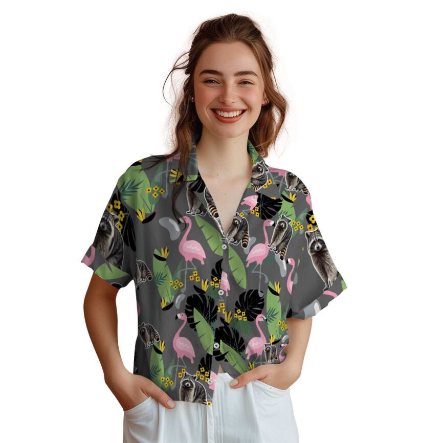 Raccoon Pink Flamingo Hawaiian Shirt Top rated