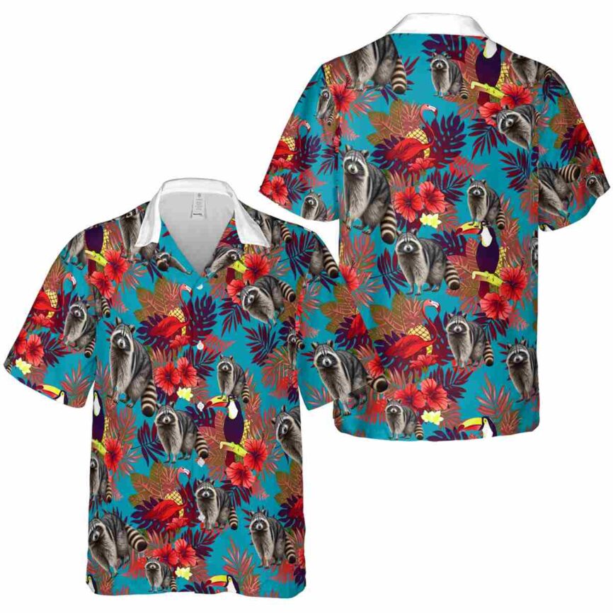 Raccoon Tropical Bird Hawaiian Shirt Premium grade