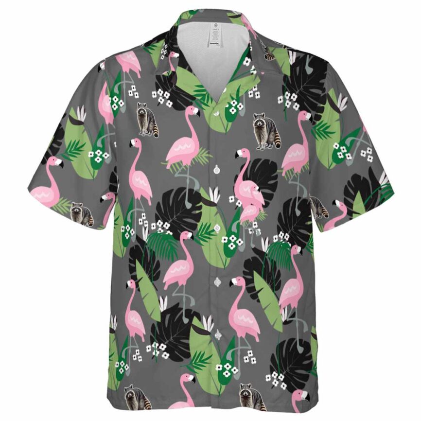 Raccoon Tropical Flamingo Hawaiian Shirt Fashion forward