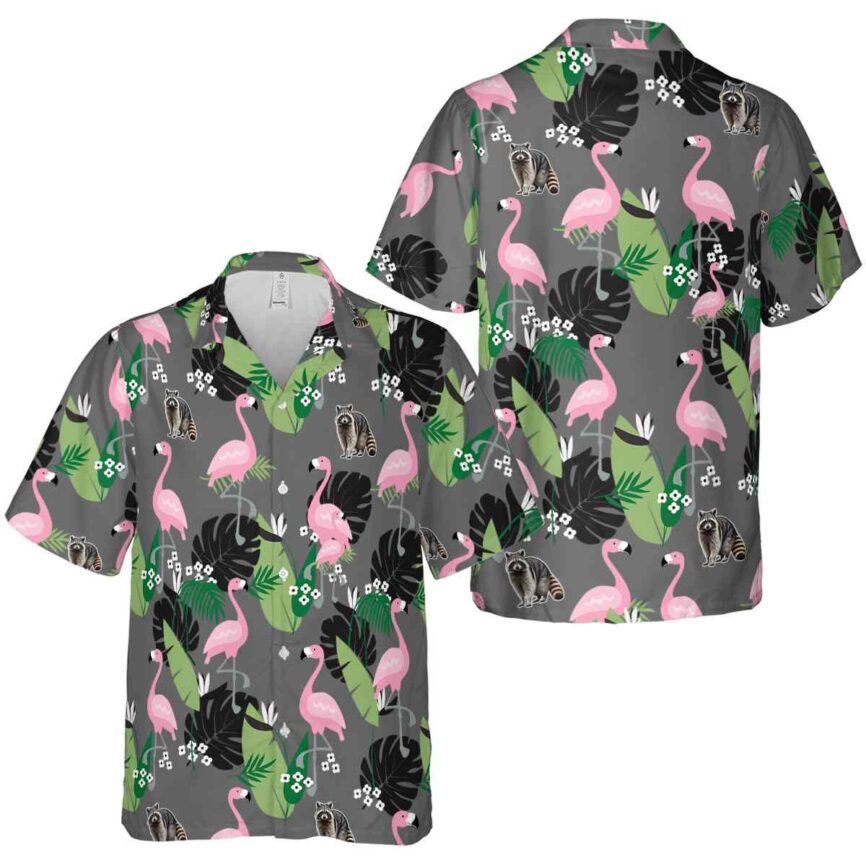 Raccoon Tropical Flamingo Hawaiian Shirt Premium grade
