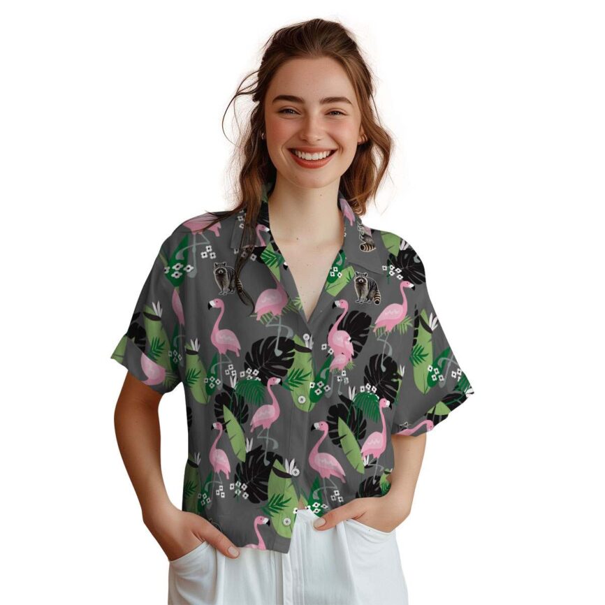 Raccoon Tropical Flamingo Hawaiian Shirt Top rated