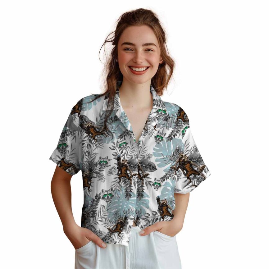 Raccoon Tropical Fronds Hawaiian Shirt Top rated