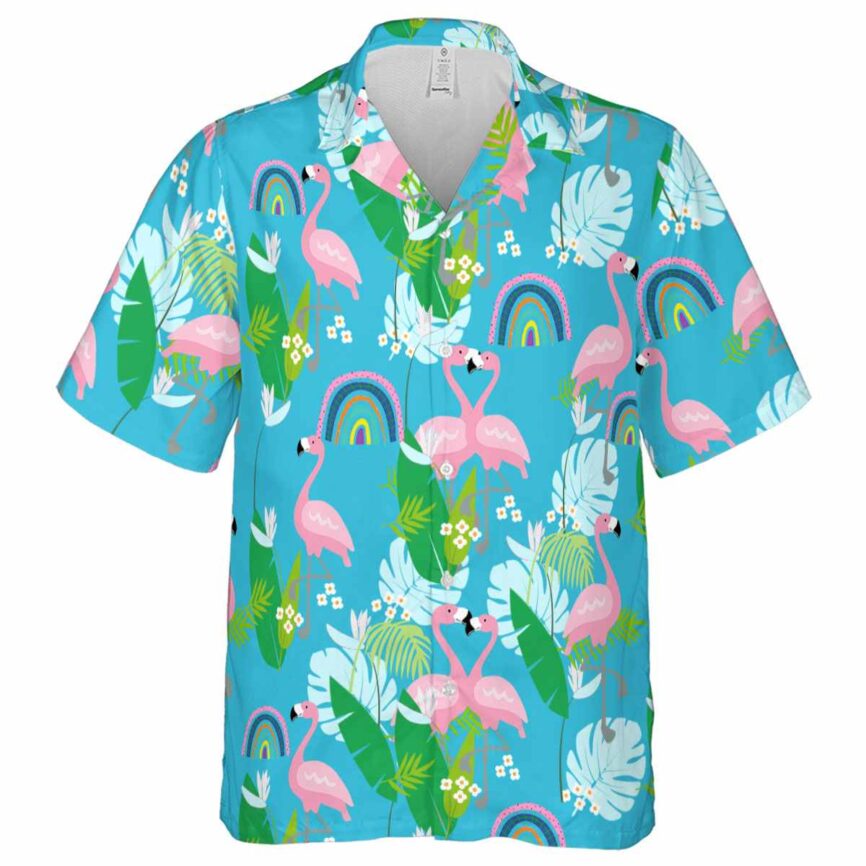 Rainbow Flamingo Leaf Hawaiian Shirt Fashion forward