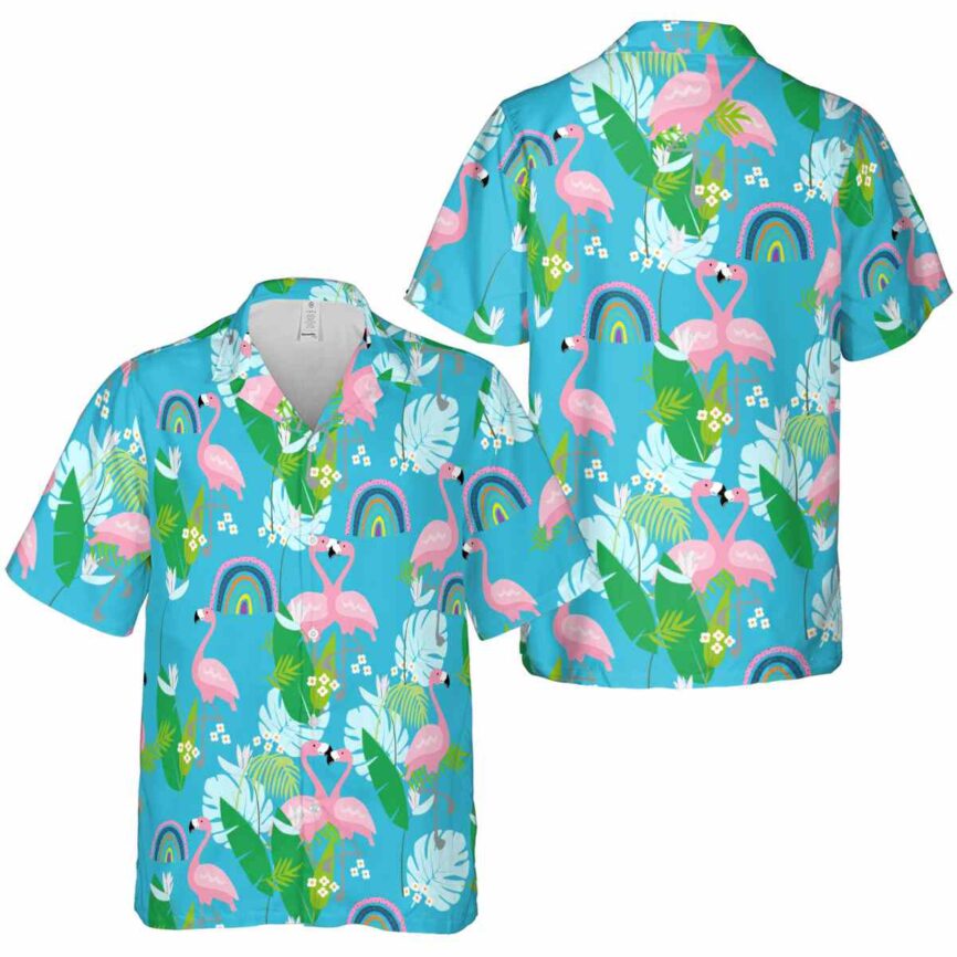 Rainbow Flamingo Leaf Hawaiian Shirt Premium grade