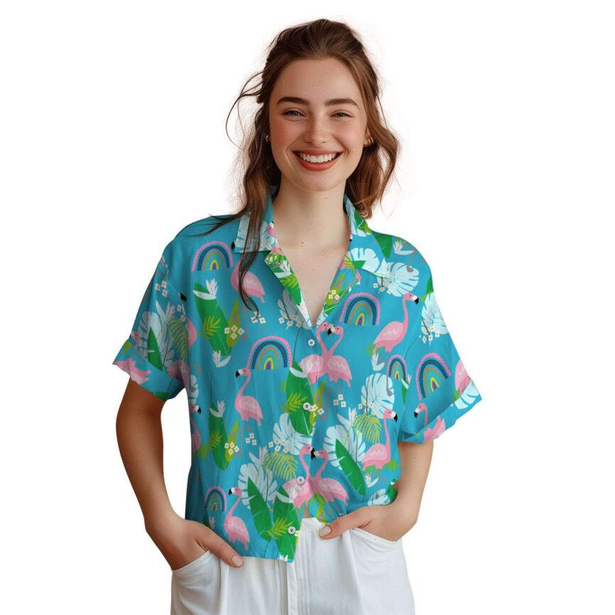 Rainbow Flamingo Leaf Hawaiian Shirt Top rated