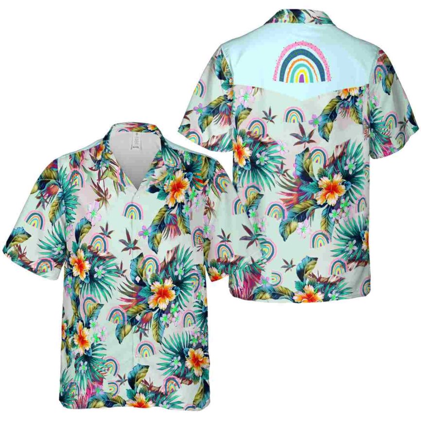 Rainbow Floral Burst Hawaiian Shirt Premium grade