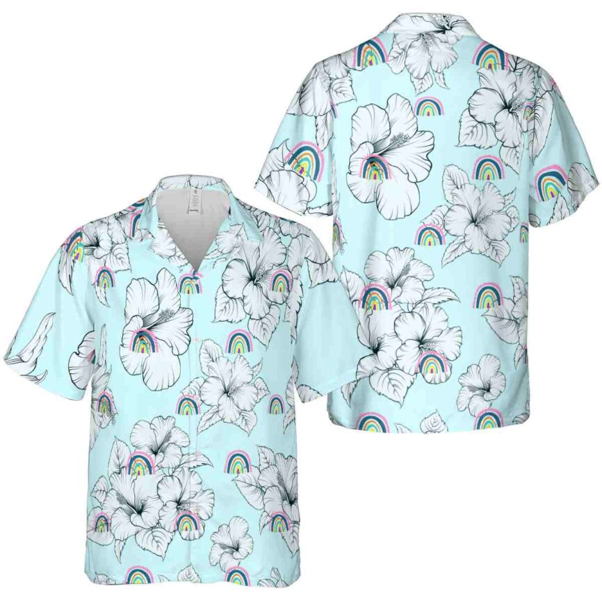 Rainbow Hibiscus Flower Hawaiian Shirt Premium grade