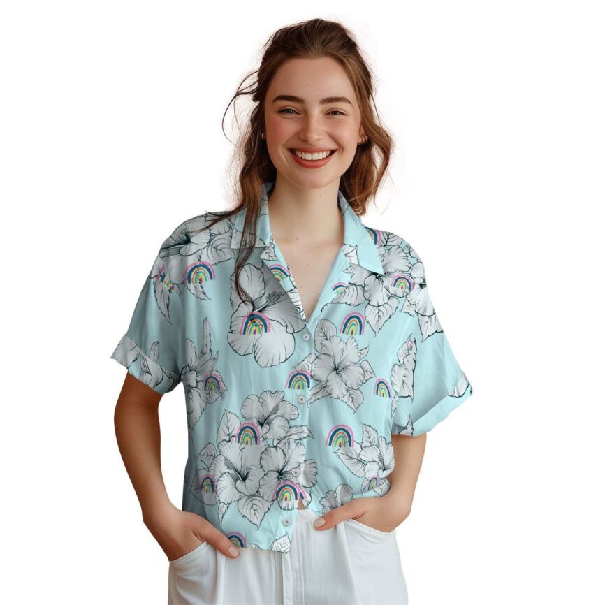 Rainbow Hibiscus Flower Hawaiian Shirt Top rated