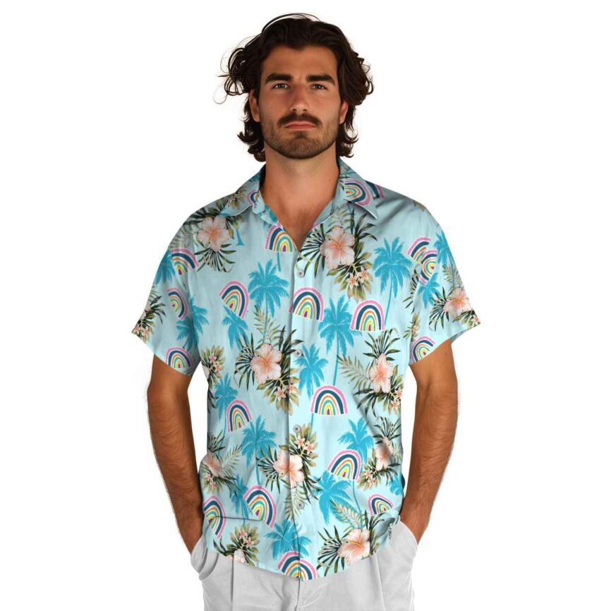Rainbow Hibiscus Palm Hawaiian Shirt New Arrival