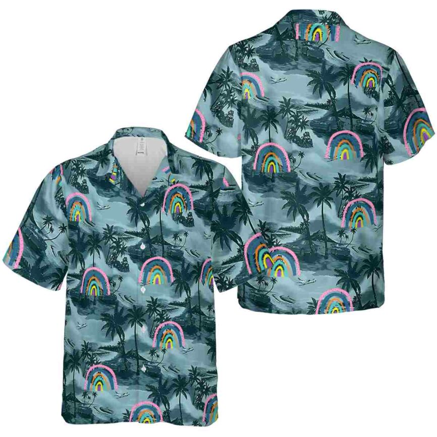Rainbow Island Beach Hawaiian Shirt Premium grade