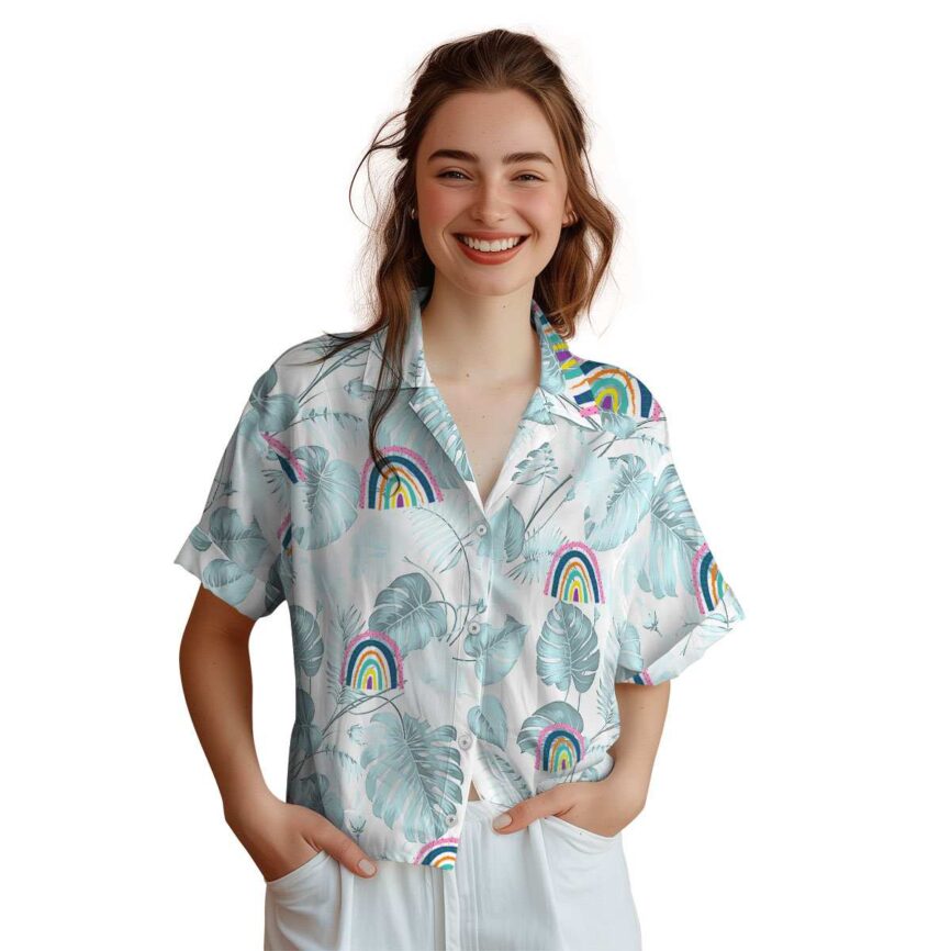 Rainbow Leaf Pattern Hawaiian Shirt Top rated