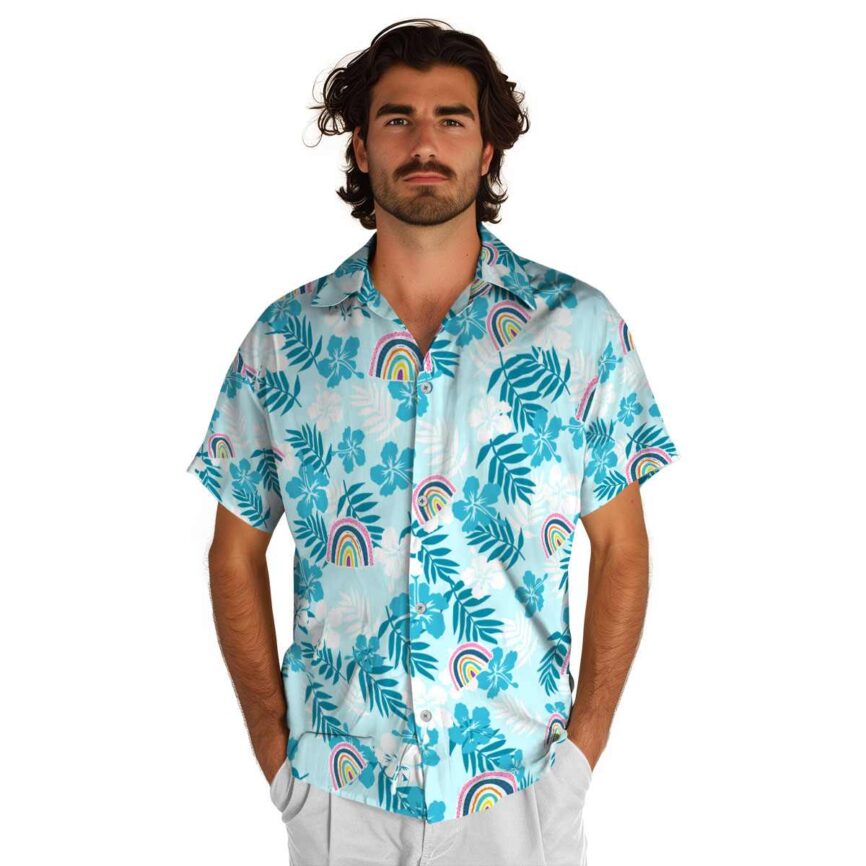 Rainbow Leafy Hibiscus Hawaiian Shirt New Arrival