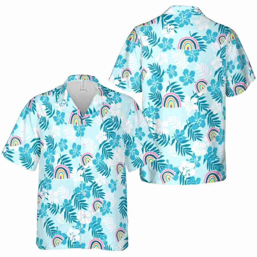 Rainbow Leafy Hibiscus Hawaiian Shirt Premium grade