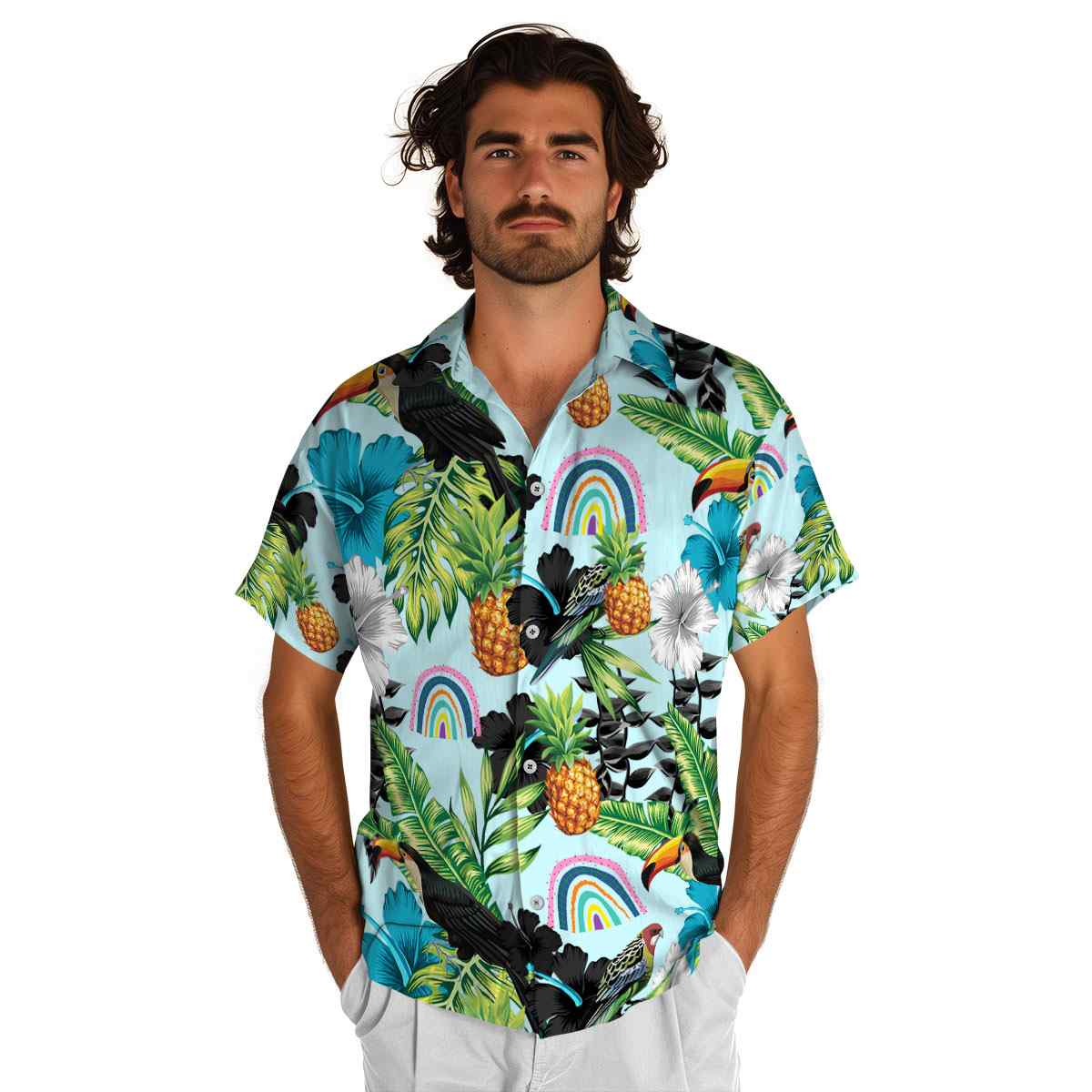Rainbow Leafy Toucan Hawaiian Shirt New Arrival Rainbow Leafy Toucan Hawaiian Shirt New Arrival