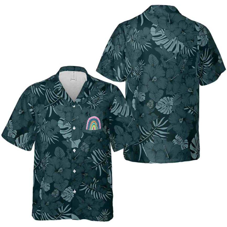 Rainbow Monochrome Floral Hawaiian Shirt Premium grade