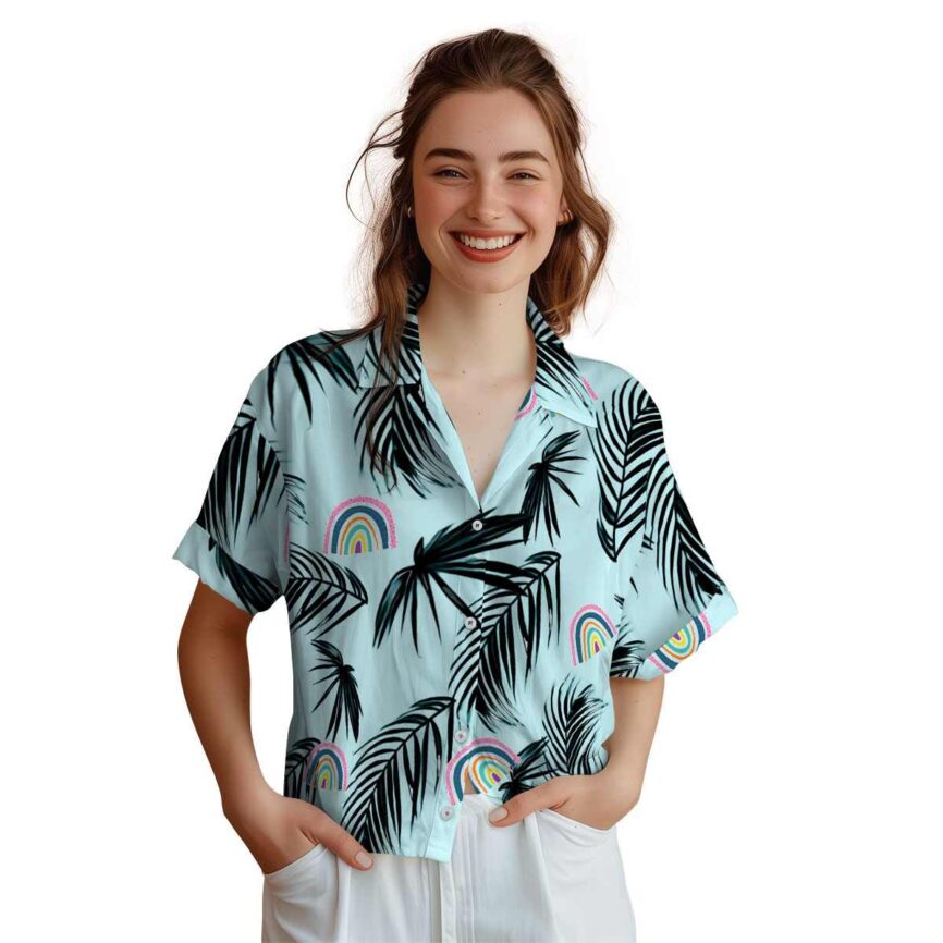 Rainbow Monochrome Palm Hawaiian Shirt Top rated