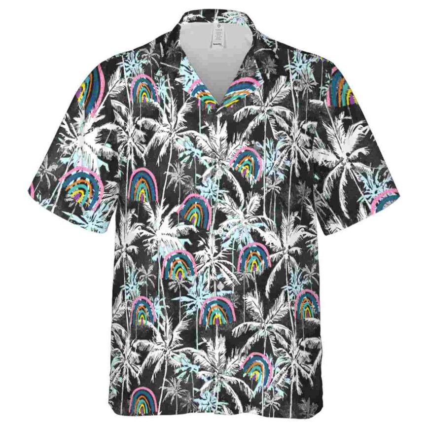 Rainbow Palm Themed Hawaiian Shirt Fashion forward