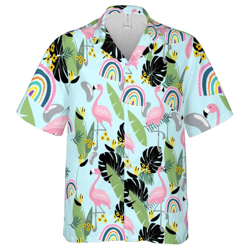 Rainbow Pink Flamingo Hawaiian Shirt Fashion forward