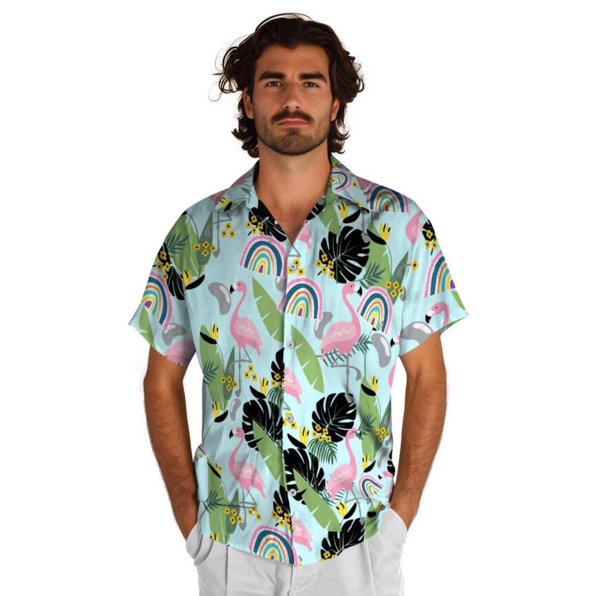 Rainbow Pink Flamingo Hawaiian Shirt New Arrival