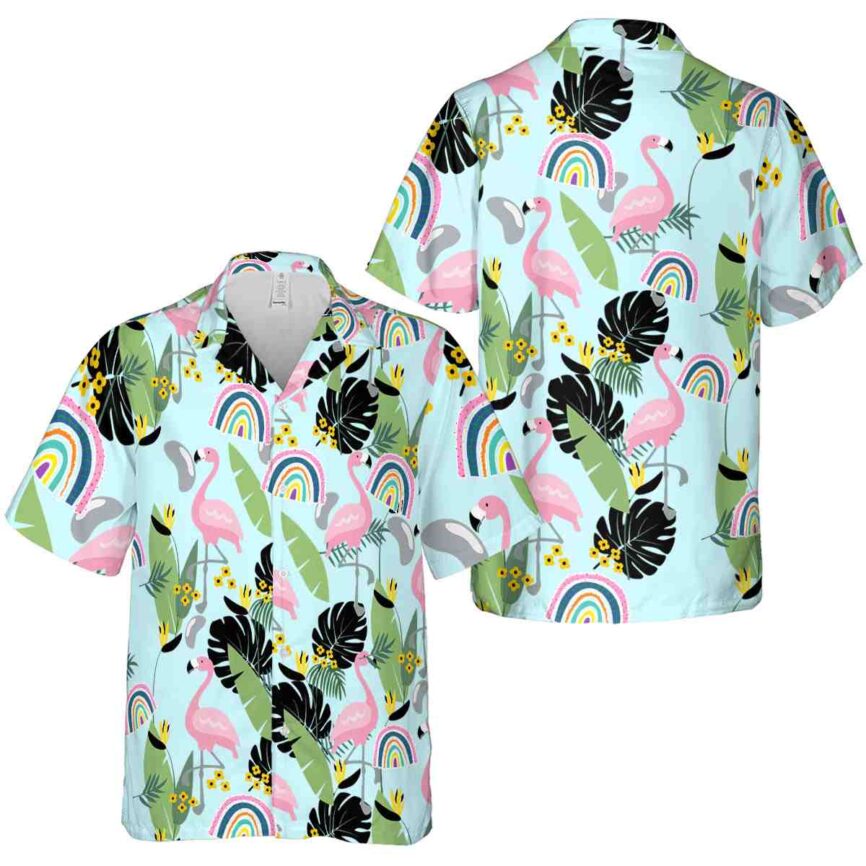 Rainbow Pink Flamingo Hawaiian Shirt Premium grade