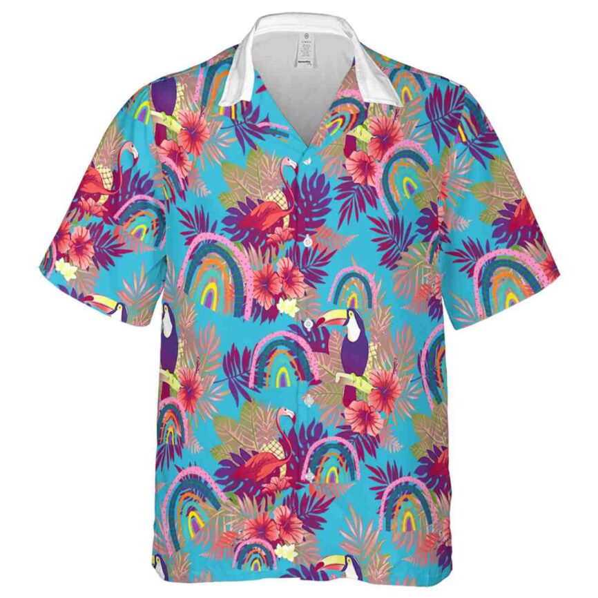 Rainbow Tropical Bird Hawaiian Shirt Fashion forward