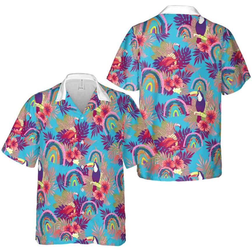 Rainbow Tropical Bird Hawaiian Shirt Premium grade