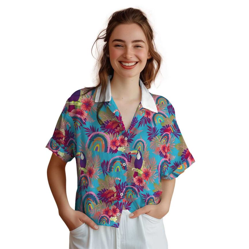 Rainbow Tropical Bird Hawaiian Shirt Top rated
